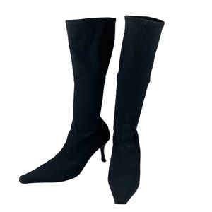 Donald J. Pliner Black Elastic “Sock” Heel Boots